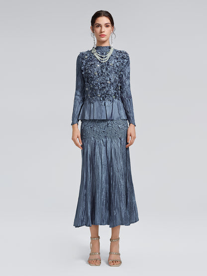 Handcrafted Pleated Texture Beaded Set