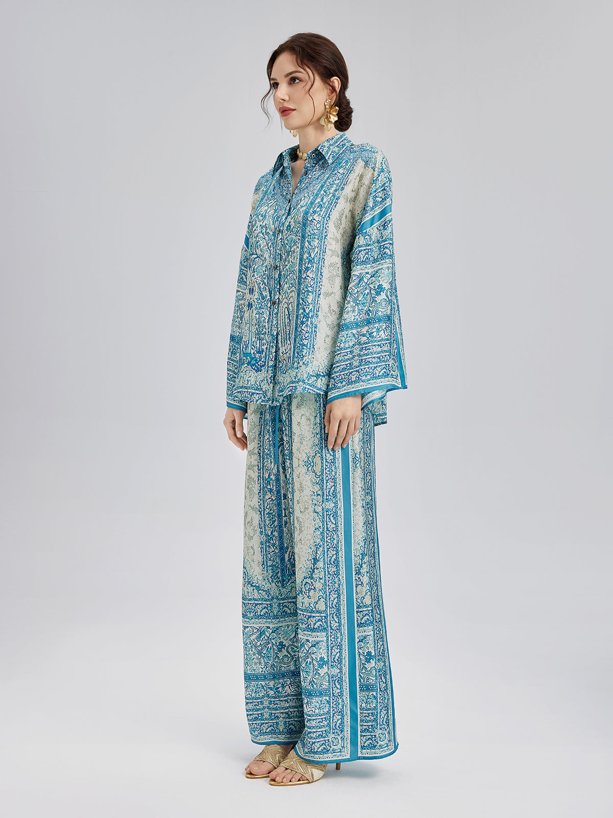 Final Sale | Baroque Printed Silk Lounge Set
