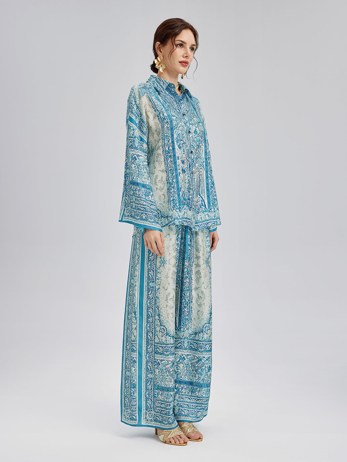 Final Sale | Baroque Printed Silk Lounge Set