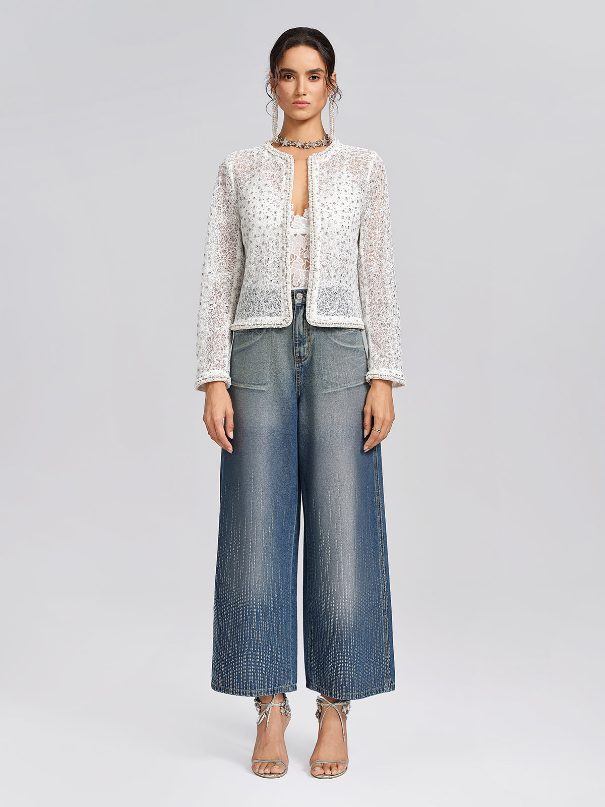 Sparkle Lace Beaded Trim Jacket