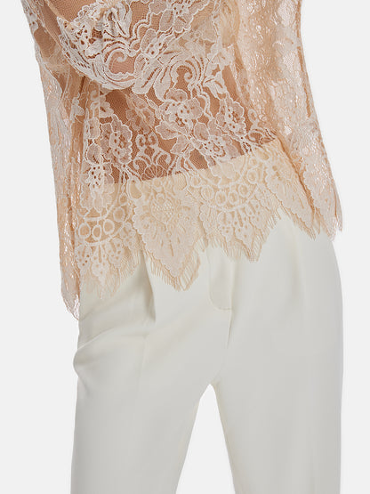 Lace Embroidered Mesh Top