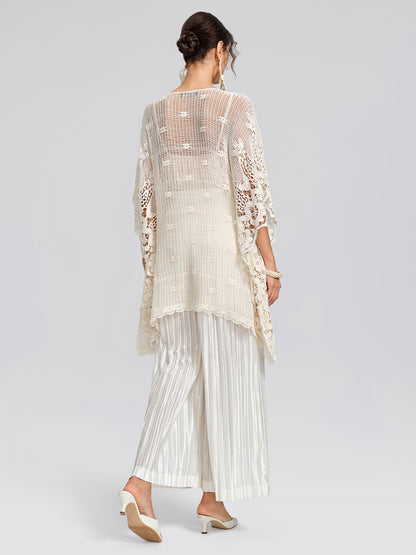 100% Cotton Lace Floral Cape Cover-Up