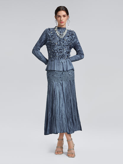 Handcrafted Pleated Texture Beaded Set