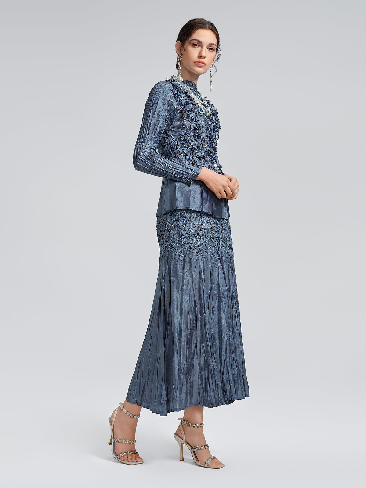 Handcrafted Pleated Texture Beaded Set