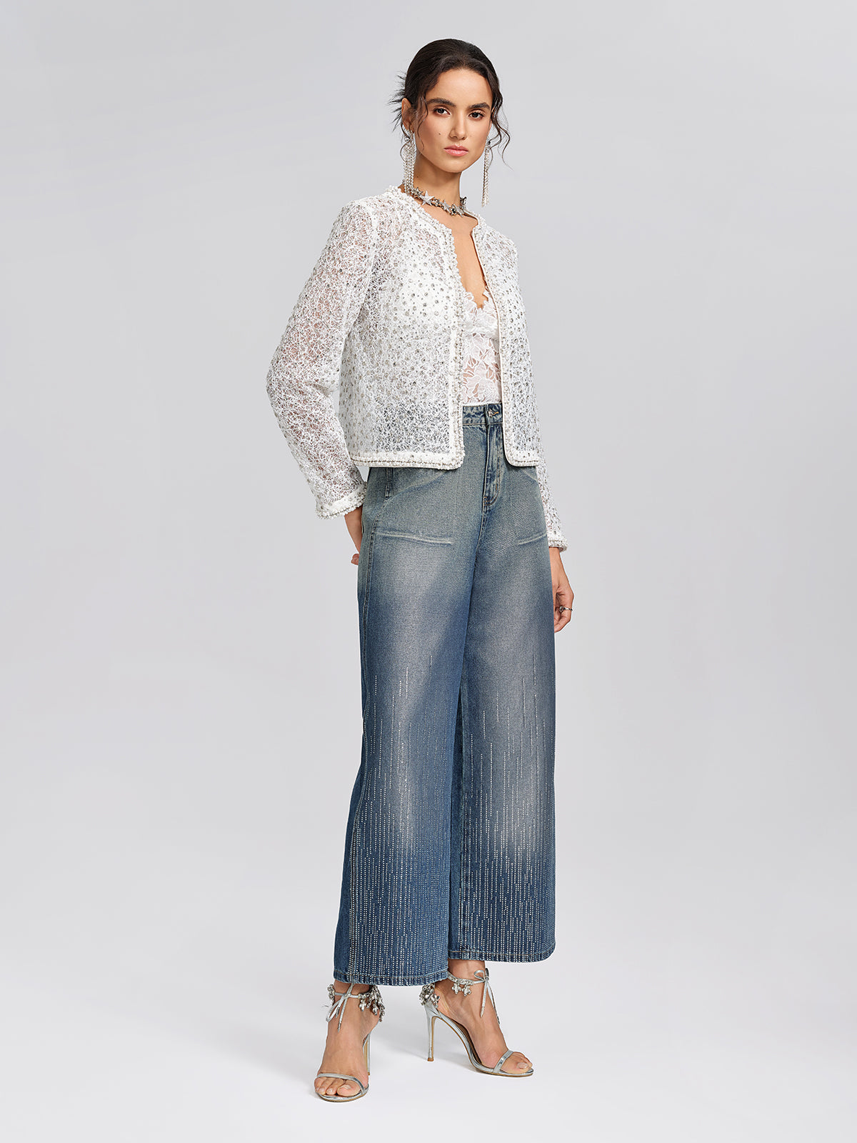 Sparkle Lace Beaded Trim Jacket