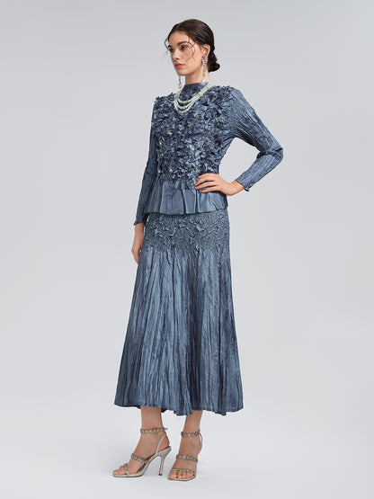 Handcrafted Pleated Texture Beaded Set