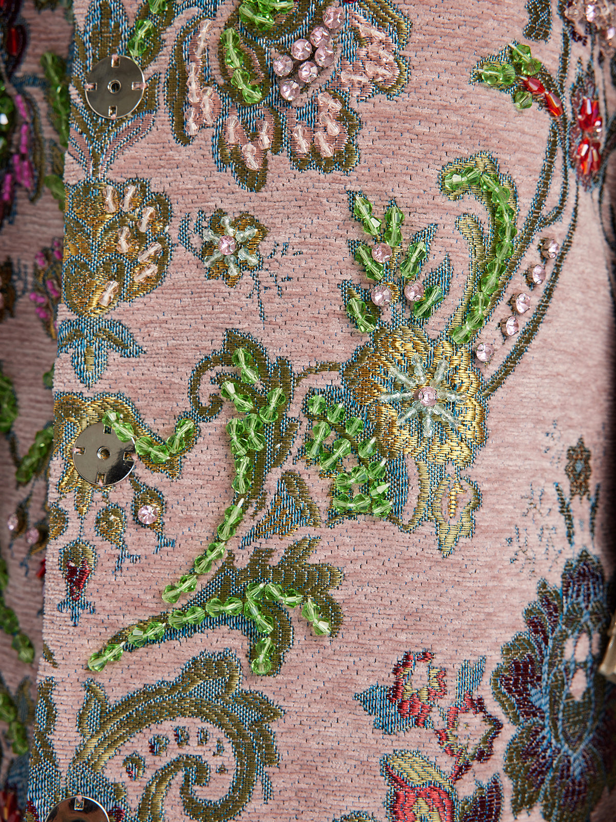 Hand-Beaded Embroidered Silk-Textured Jacket