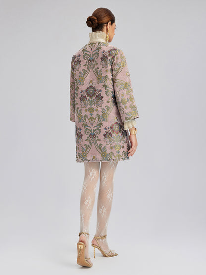Hand-Beaded Embroidered Silk-Textured Jacket