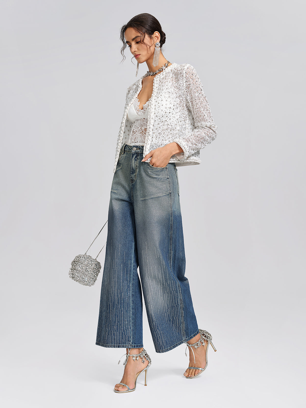 Sparkle Lace Beaded Trim Jacket