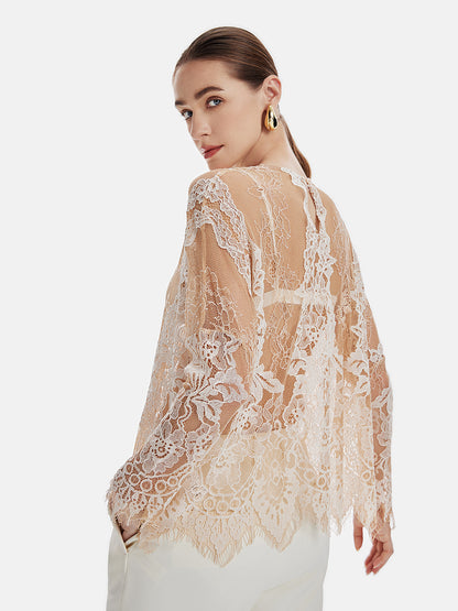 Lace Embroidered Mesh Top