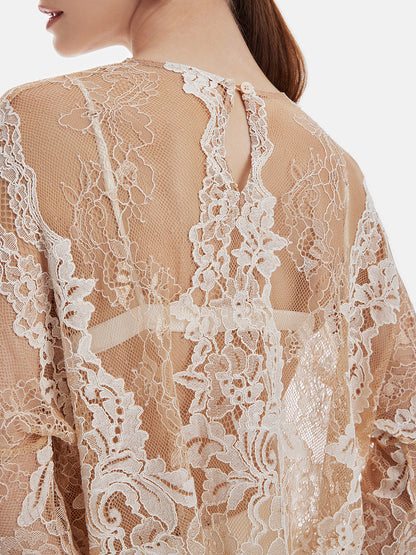 Lace Embroidered Mesh Top