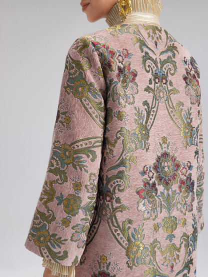 Hand-Beaded Embroidered Silk-Textured Jacket