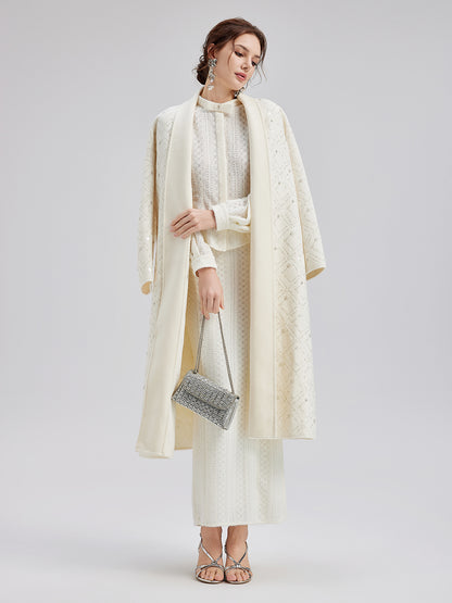 Luxe Beaded Embroidery Wool Coat