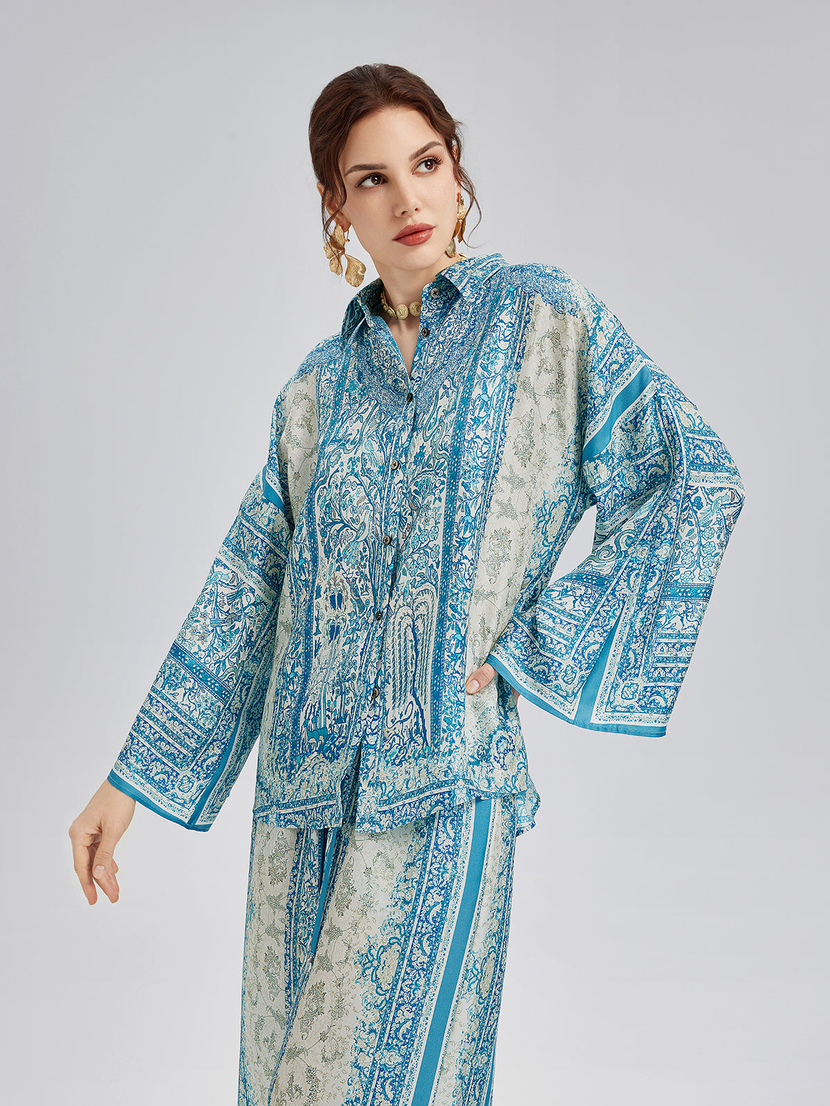 Final Sale | Baroque Printed Silk Lounge Set