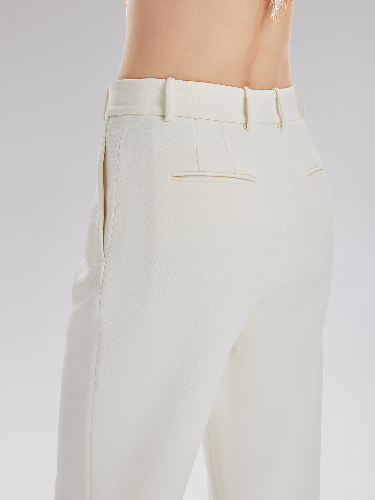 Final Sale | High-Waist Feather Trim Pants