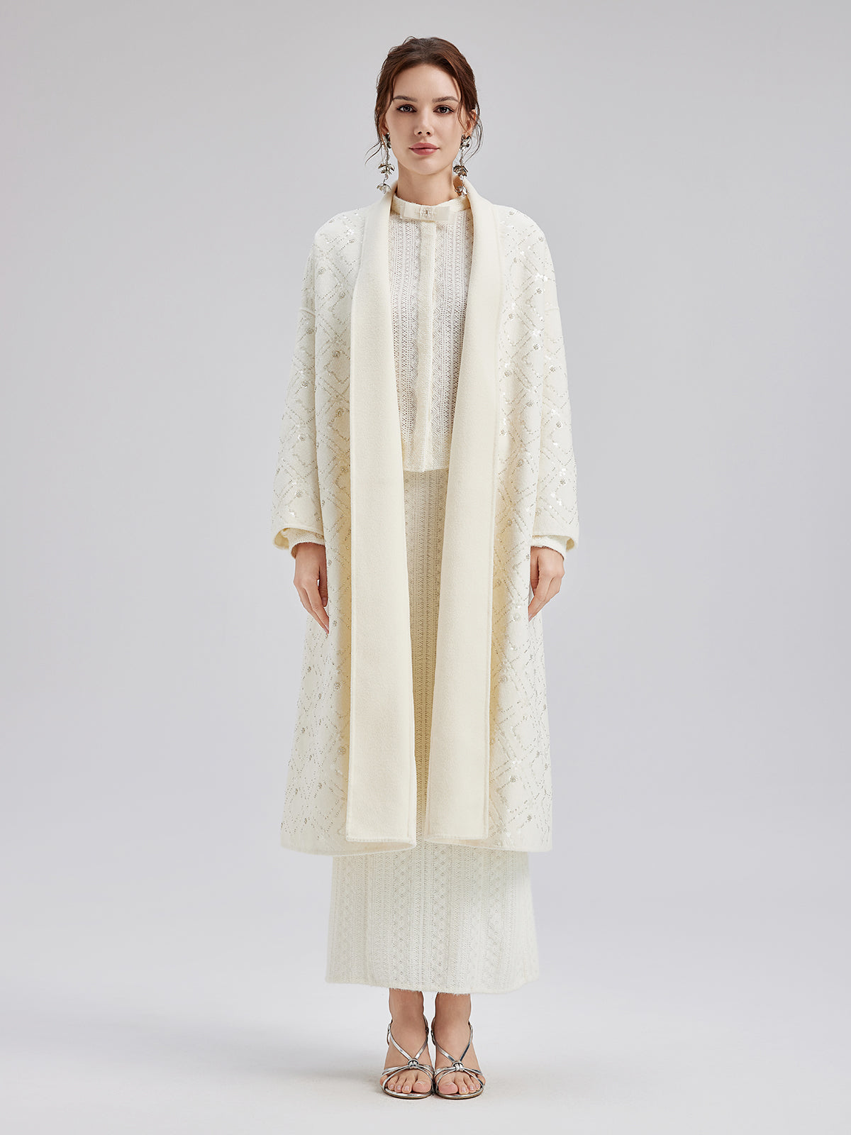 Luxe Beaded Embroidery Wool Coat