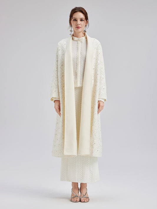 Luxe Beaded Embroidery Wool Coat