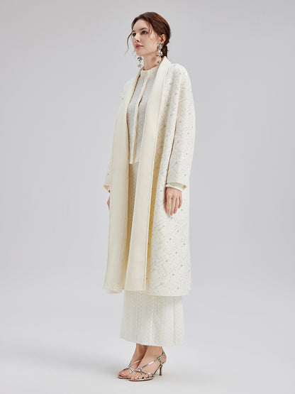 Luxe Beaded Embroidery Wool Coat