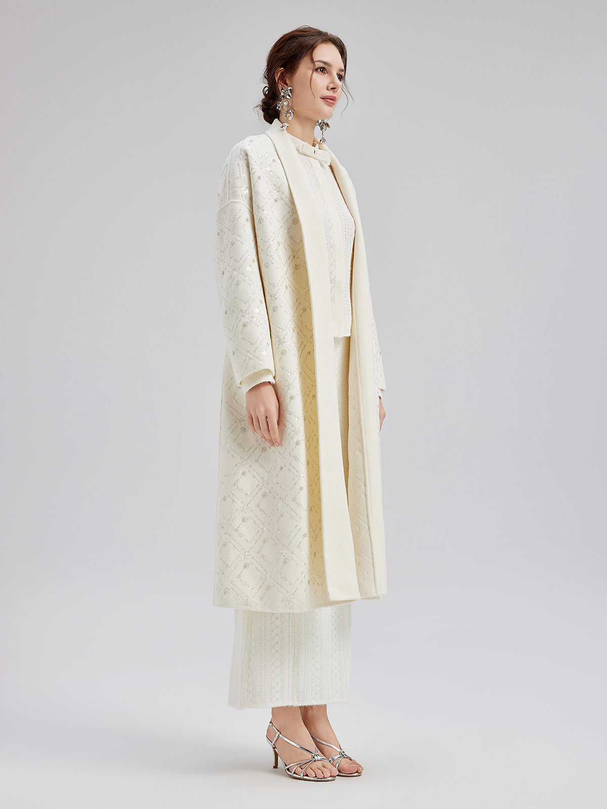 Luxe Beaded Embroidery Wool Coat