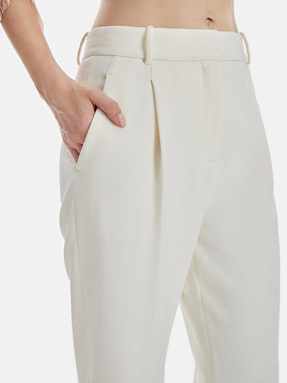 High-Waist Feather Trim Pants