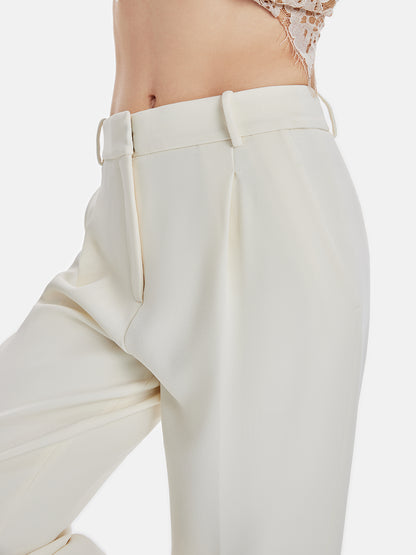 High-Waist Feather Trim Pants