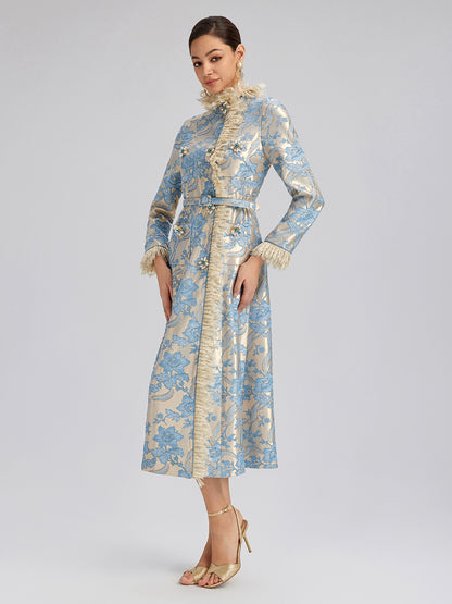 Court-Inspired Rhinestone Jacquard Lace Coat