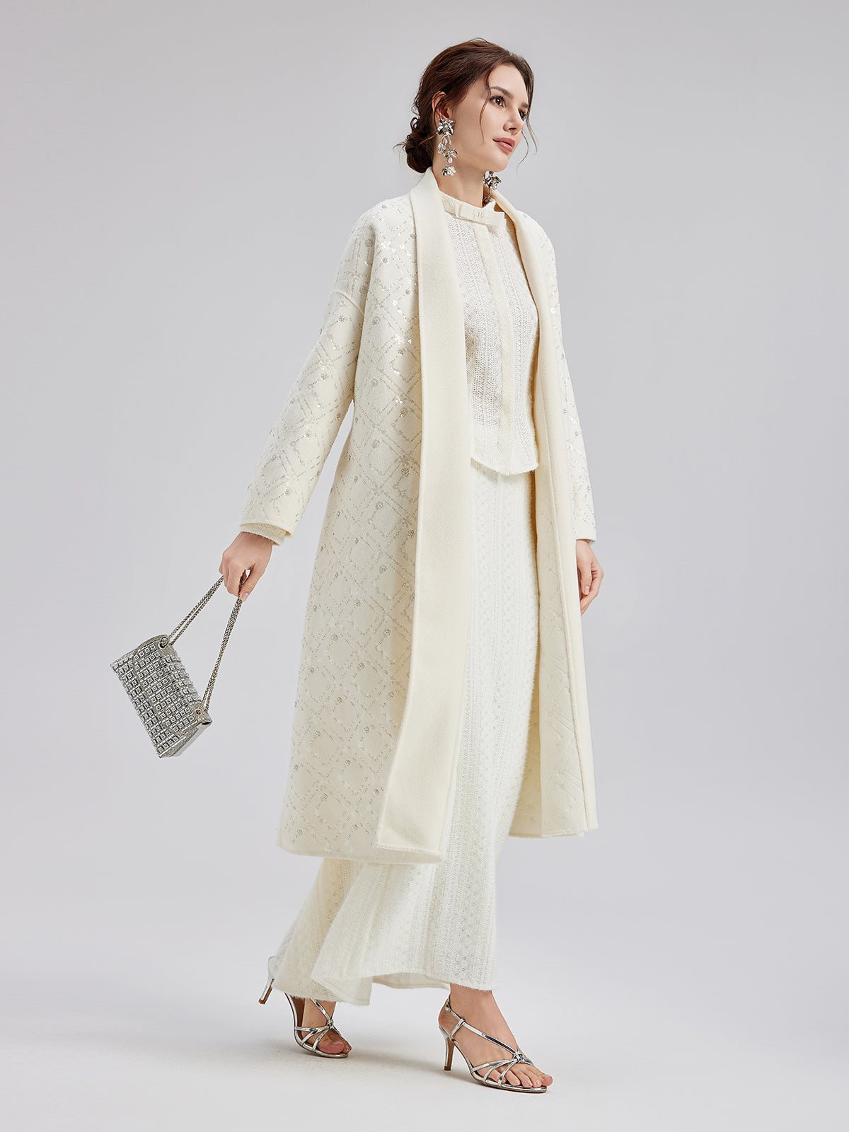 Luxe Beaded Embroidery Wool Coat