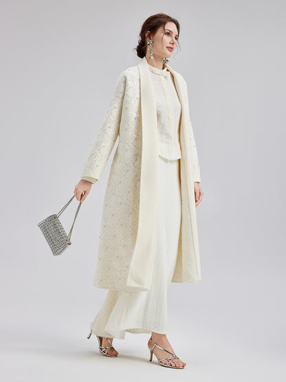 Luxe Beaded Embroidery Wool Coat