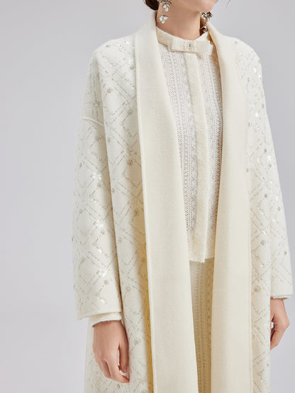 Luxe Beaded Embroidery Wool Coat