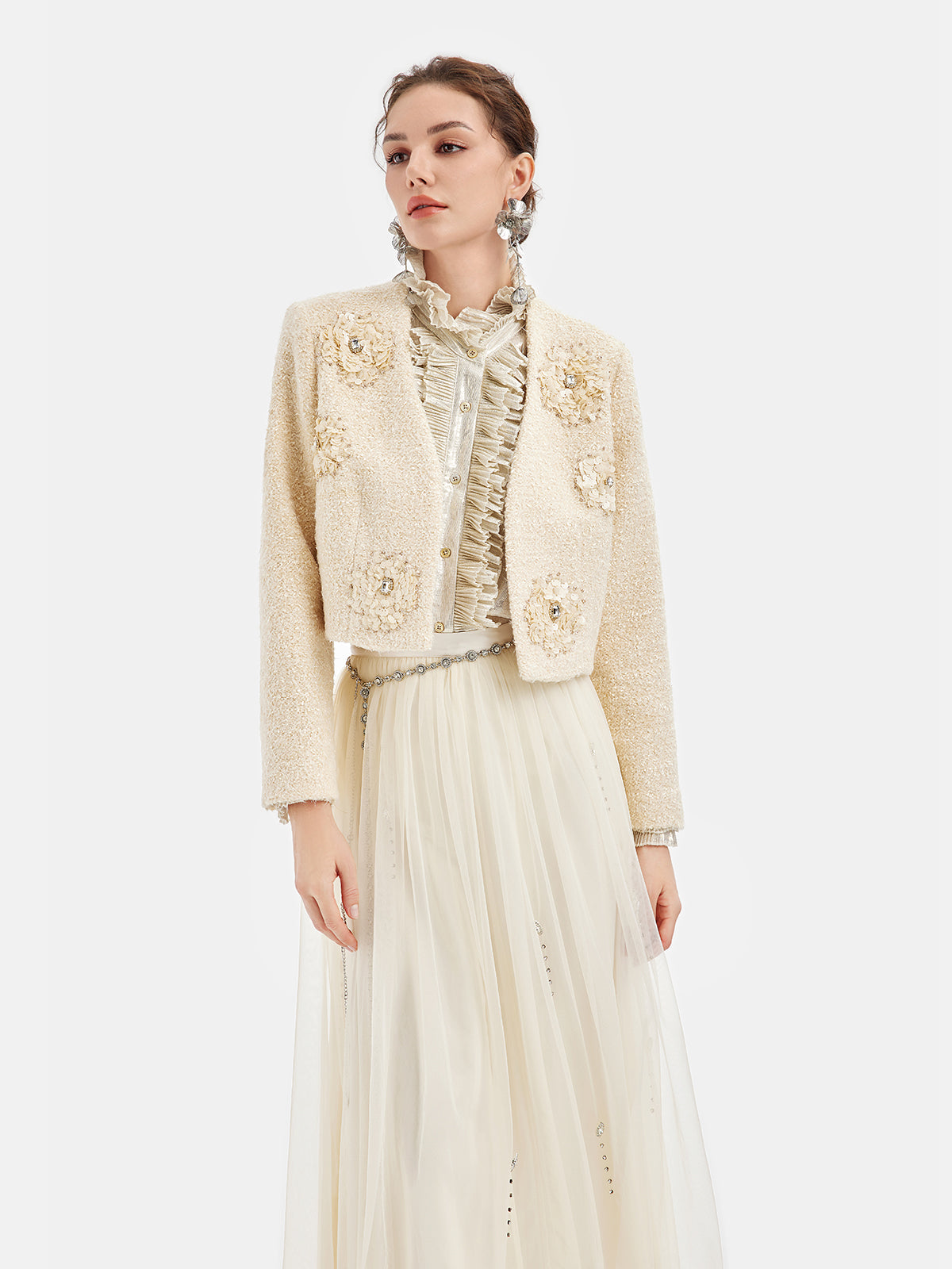 French Wool Handcrafted Sequin Jacket