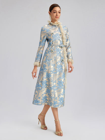 Court-Inspired Rhinestone Jacquard Lace Coat