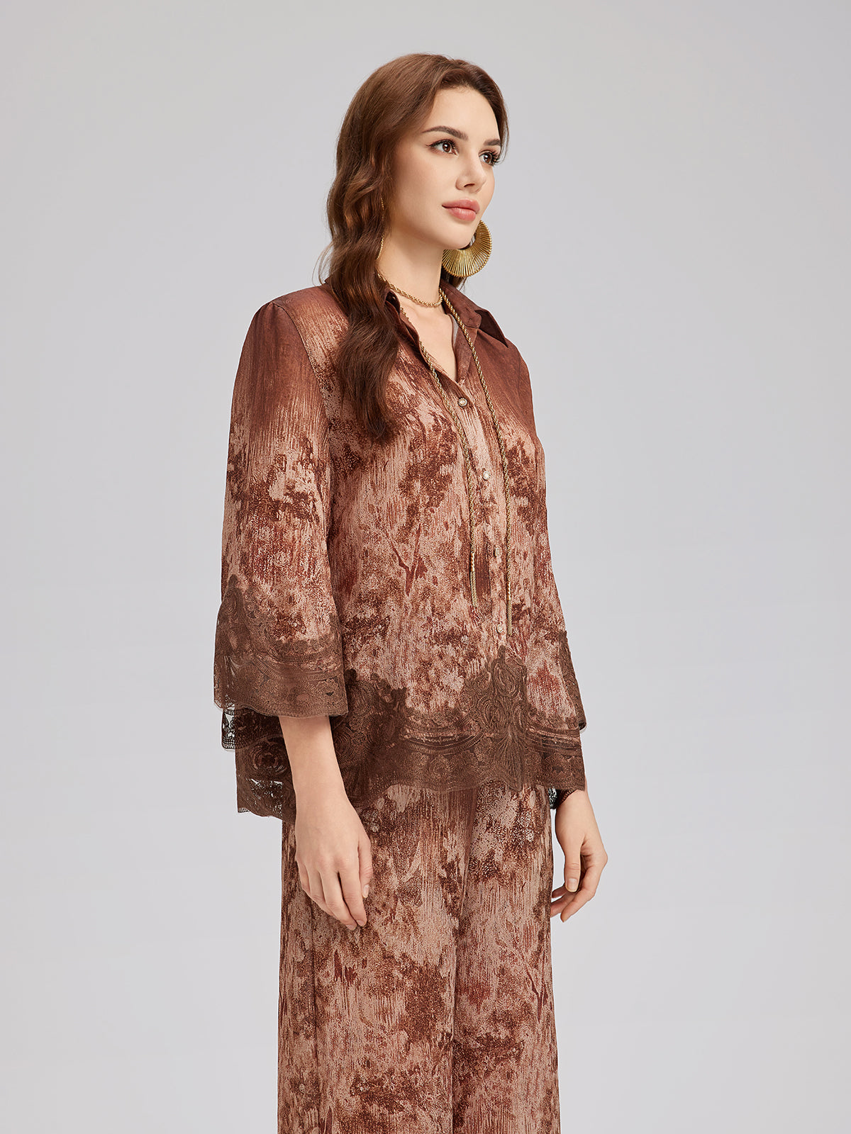 Final Sale | Ombre Lace Panel Shirt