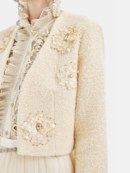 French Wool Handcrafted Sequin Jacket