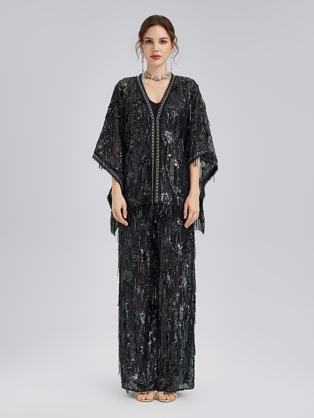 Final Sale | Custom Sequin Fringe Rock Cape