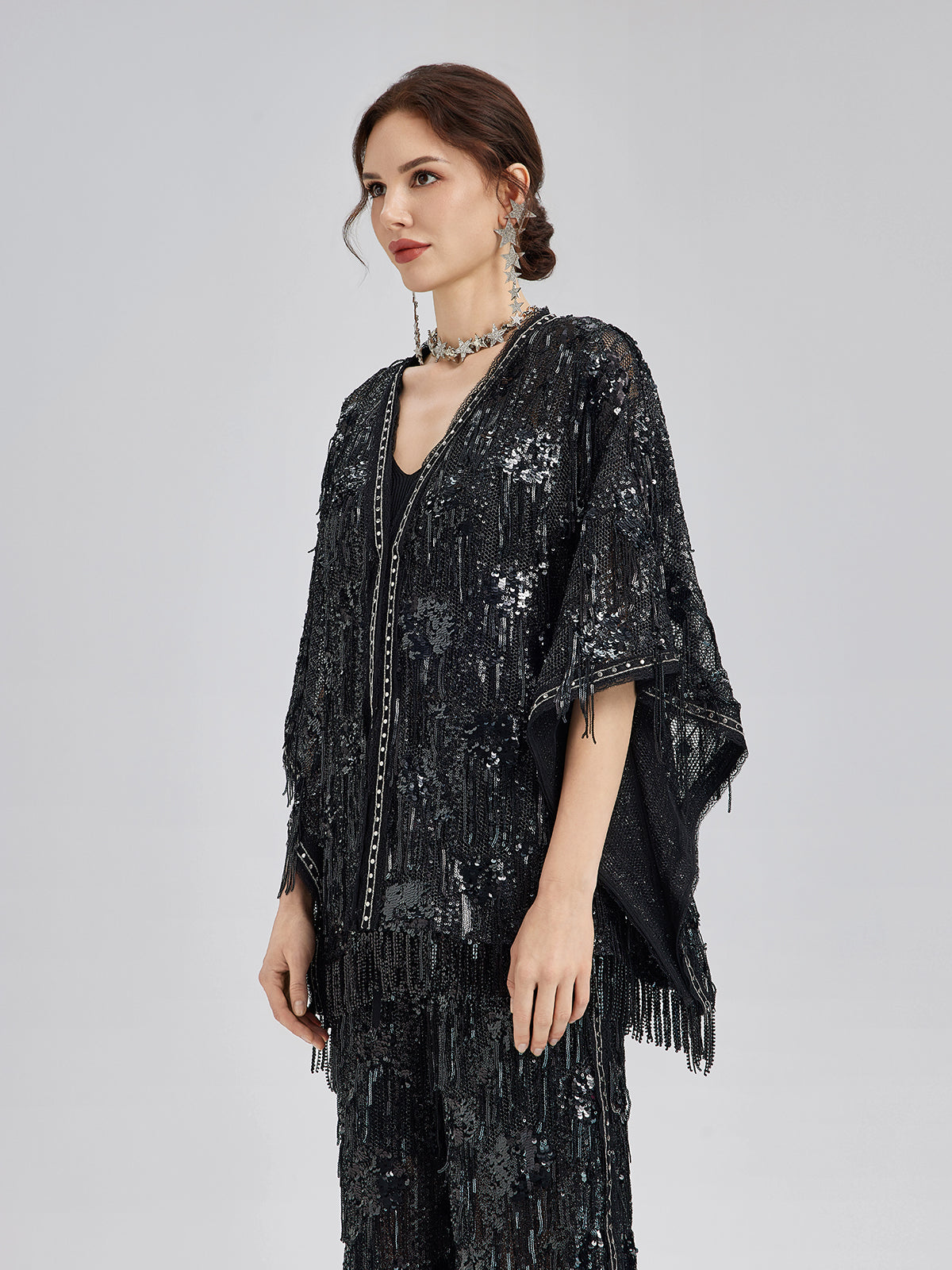 Final Sale | Custom Sequin Fringe Rock Cape