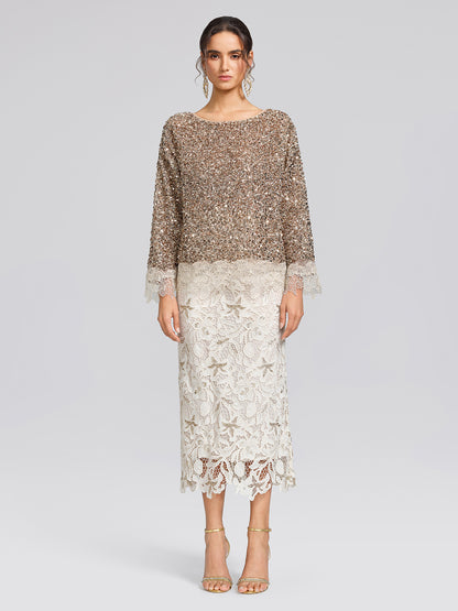 Sequin Floral Lace Blouse