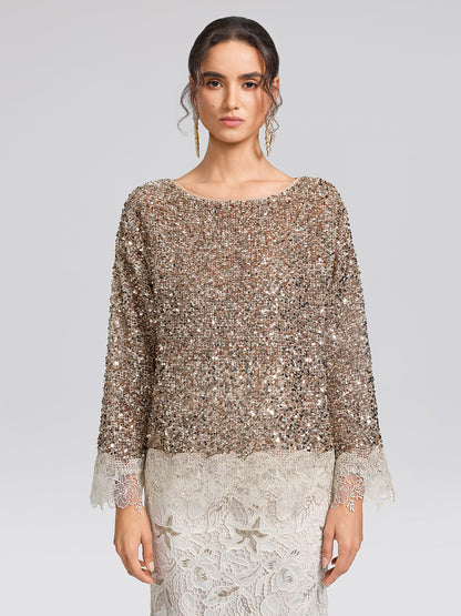 Sequin Floral Lace Blouse