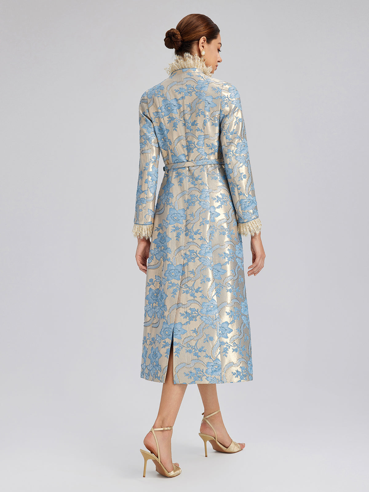 Court-Inspired Rhinestone Jacquard Lace Coat