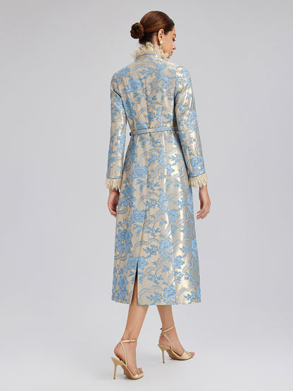 Court-Inspired Rhinestone Jacquard Lace Coat