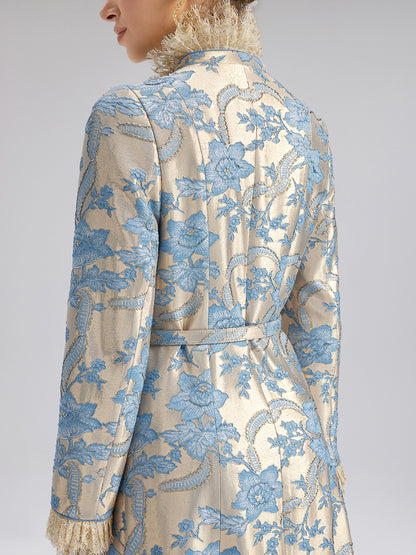 Court-Inspired Rhinestone Jacquard Lace Coat