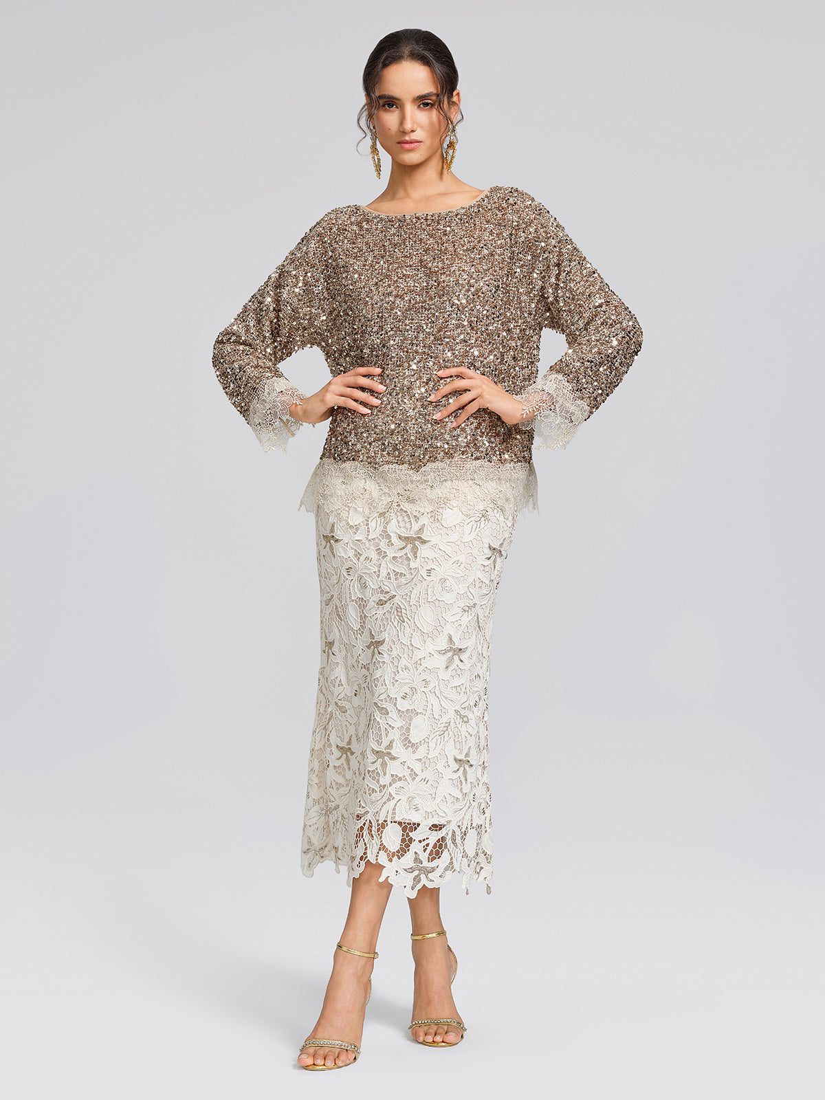 Sequin Floral Lace Blouse