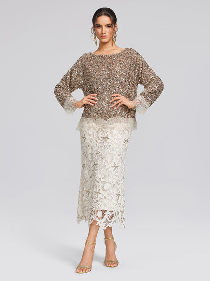 Sequin Floral Lace Blouse