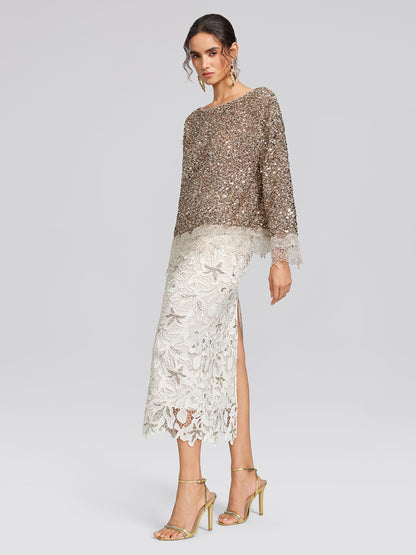 Sequin Floral Lace Blouse
