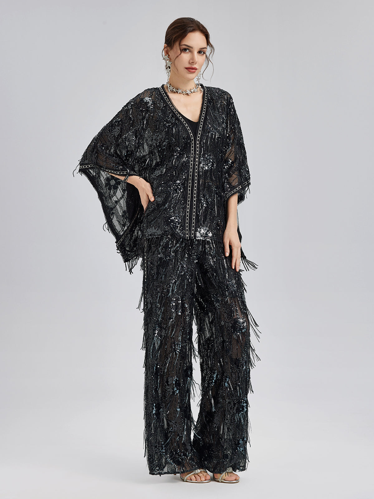 Final Sale | Custom Sequin Fringe Rock Cape