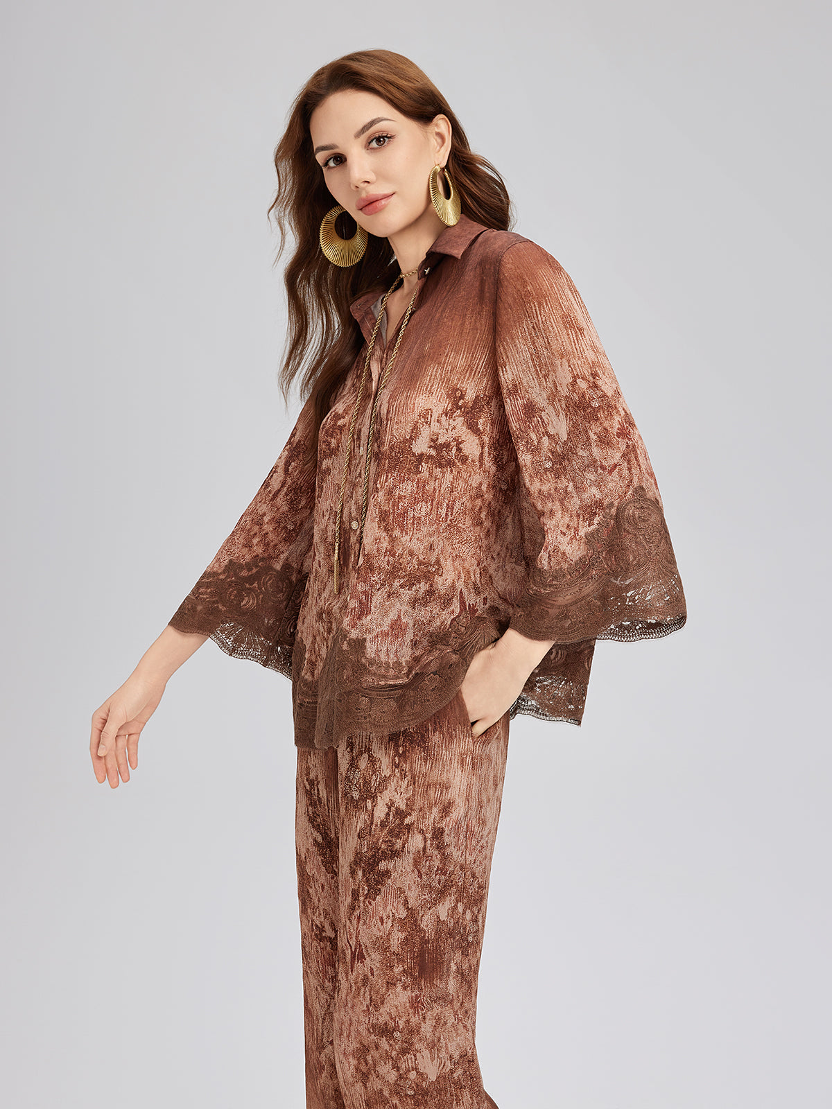Final Sale | Ombre Lace Panel Shirt