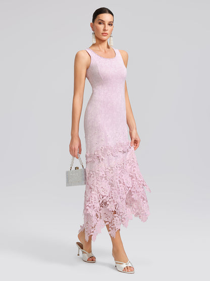 Beaded Lace Knit Slip Dress