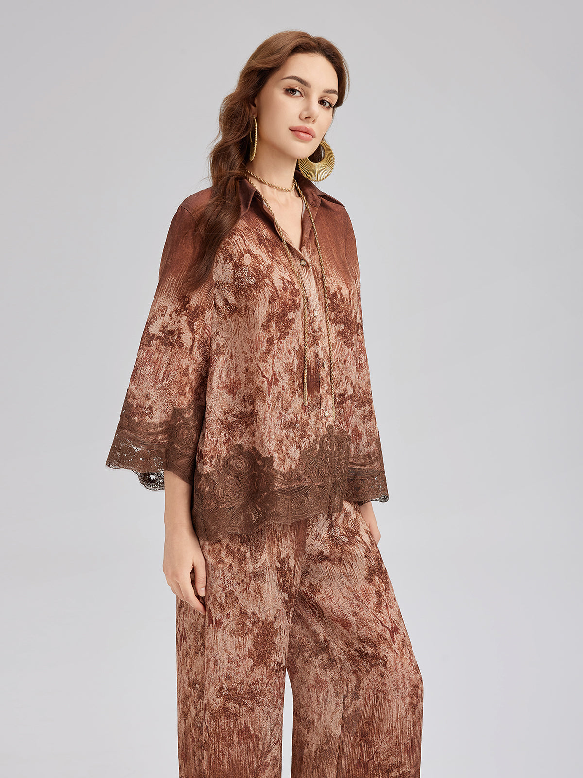 Final Sale | Ombre Lace Panel Shirt