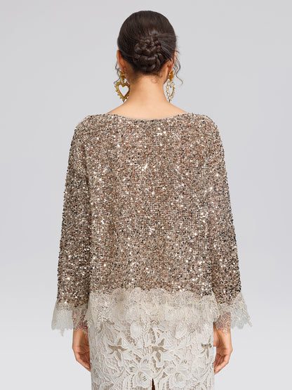 Sequin Floral Lace Blouse