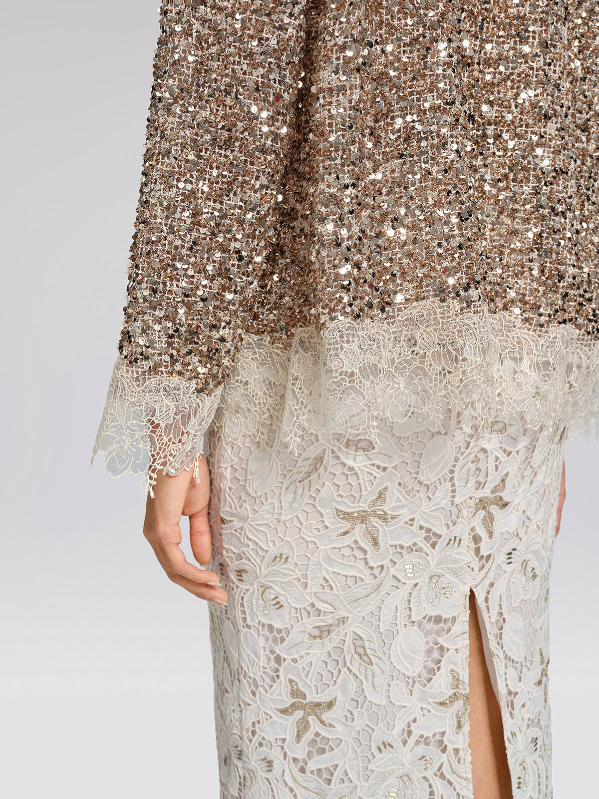 Sequin Floral Lace Blouse
