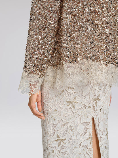 Sequin Floral Lace Blouse